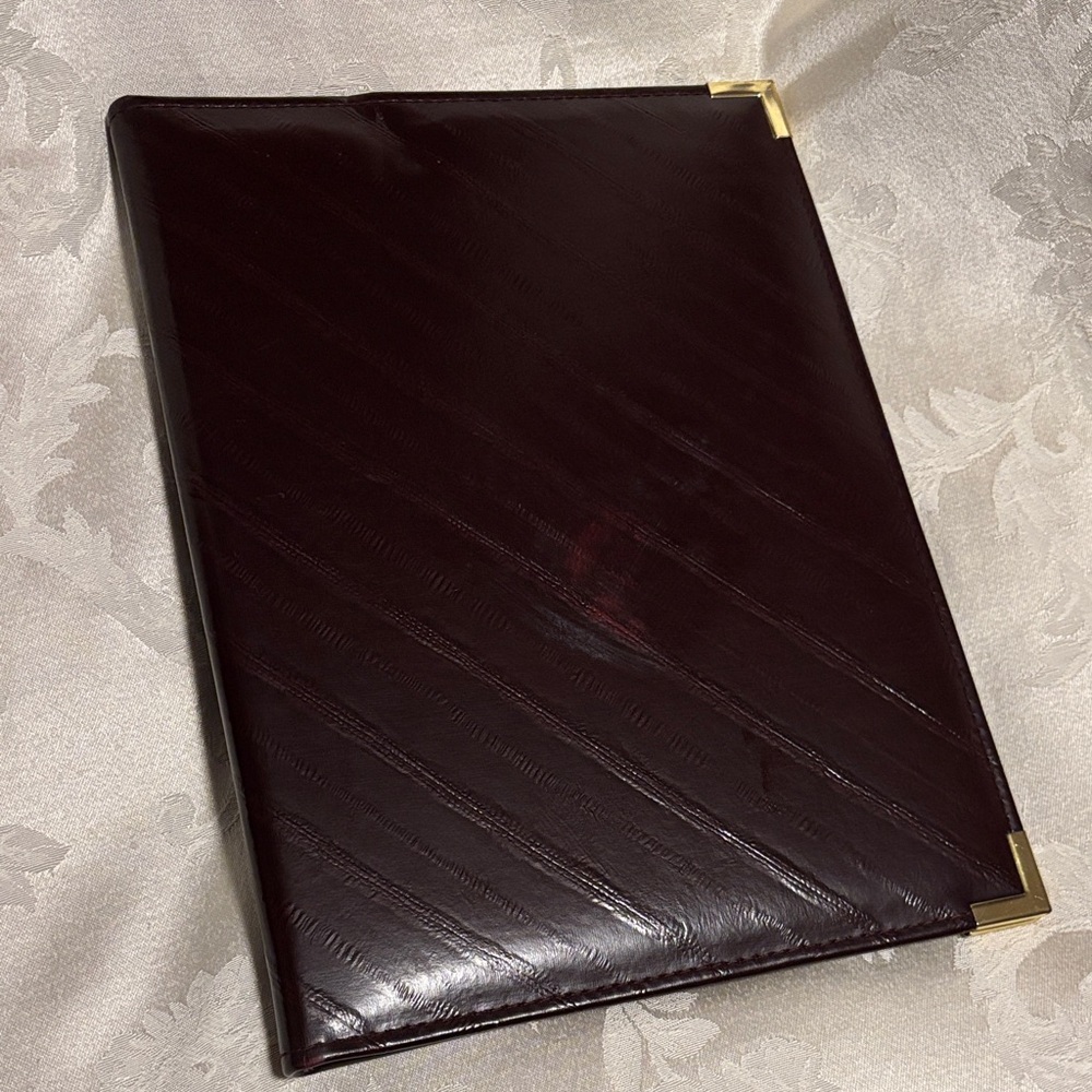 Elegant and Soft Eel Skin Portfolio with Gold Accent Corners